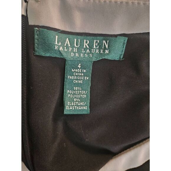 Lauren by Ralph Lauren  black with cream accent midi dress with cinched sides. S - Picture 4 of 4